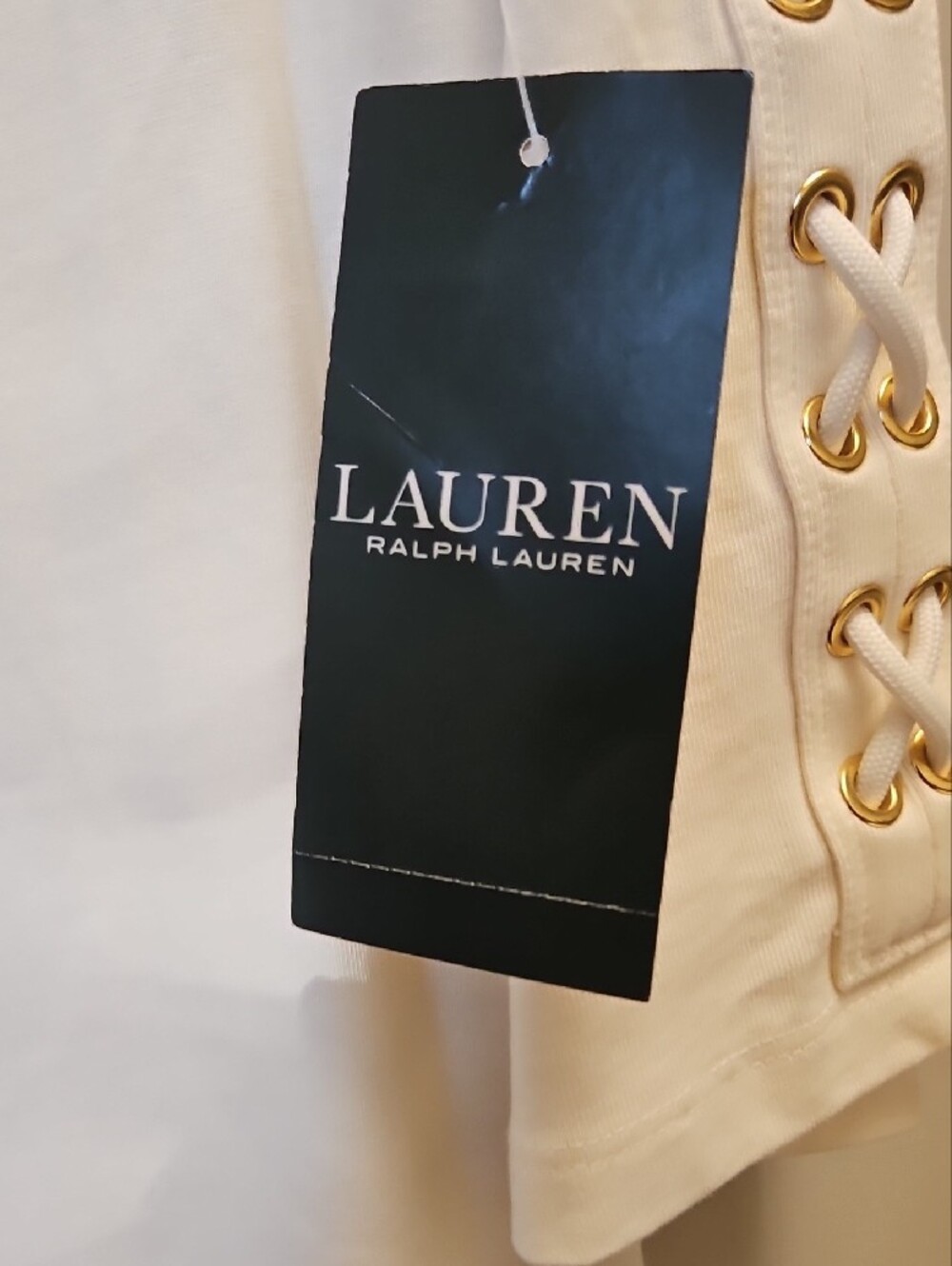 Ralph Lauren Cream Midi Dress with Lace-Up Sleeves - Picture 7 of 10